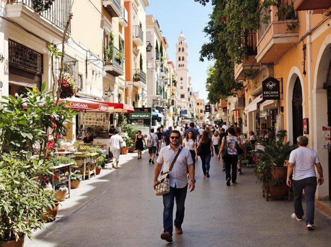 Turista a caminhar numa rua de Marraquexe